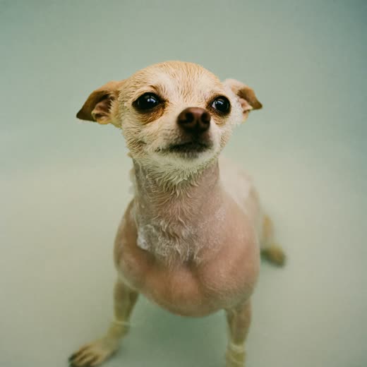 A dog mid-bath, coat wet and soapy
